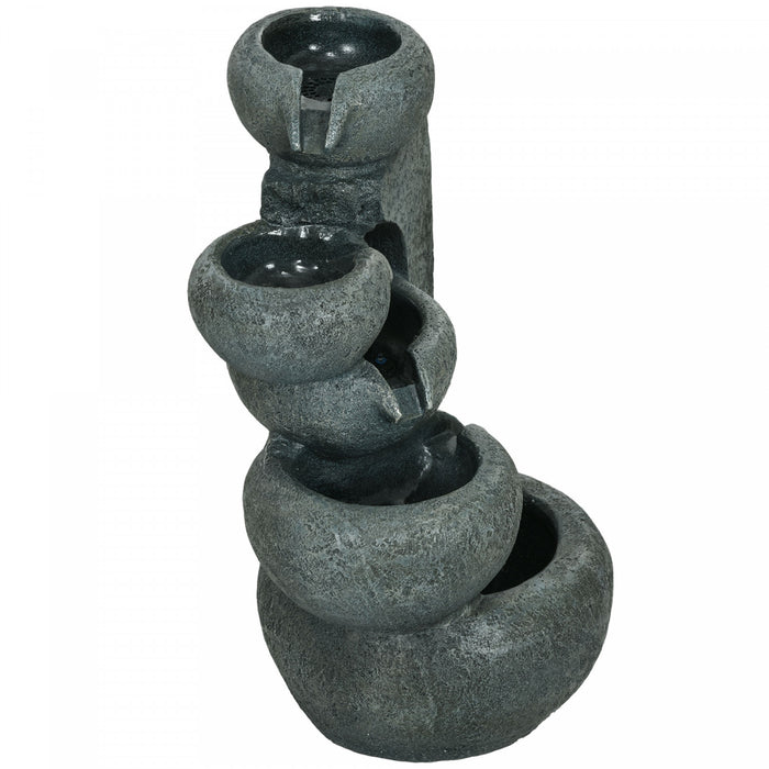 Outsunny Fontaine Exterieure A 5 Niveaux Cascade En Resine A Lumiere Led