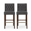 Ensemble De 2 Tabourets De Bar Bruce De 30,5 Po – Hauteur Comptoir – Pattes En Metal Et Tissu Rembourre, Gris Charbon