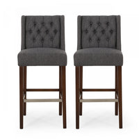  Ensemble De 2 Tabourets De Bar Bruce De 30,5 Po – Hauteur Comptoir – Pattes En Metal Et Tissu Rembourre - Gris Charbon