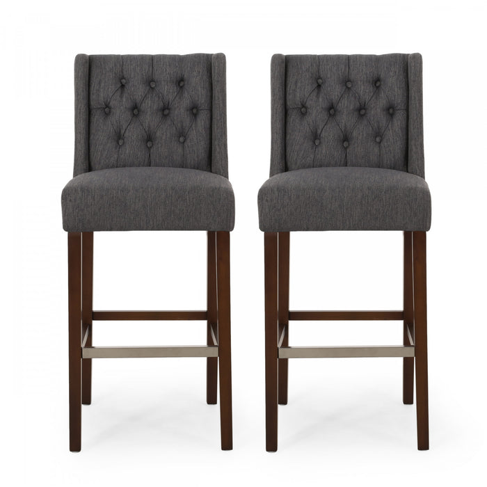 Ensemble De 2 Tabourets De Bar Bruce De 30,5 Po – Hauteur Comptoir – Pattes En Metal Et Tissu Rembourre, Gris Charbon