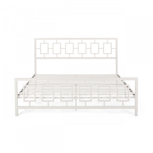 Henry Cadre De Lit En Metal Avec Tete De Lit Vintage, Taille King, Blanc
