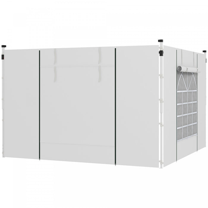 Outsunny Parois Laterales D'auvent Instantane Avec Fenetres Et Portes, Pour Auvent Pop-up De 10' X 10' Ou 10' X 20', Remplacement Des Murs D'auvent, 2 Pieces, Blanc