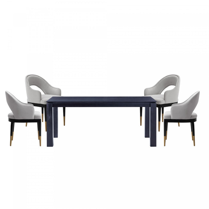 Ensemble de salle a manger moderne industriel chic Carrington et Rockaway 5 pieces en gris clair et noir