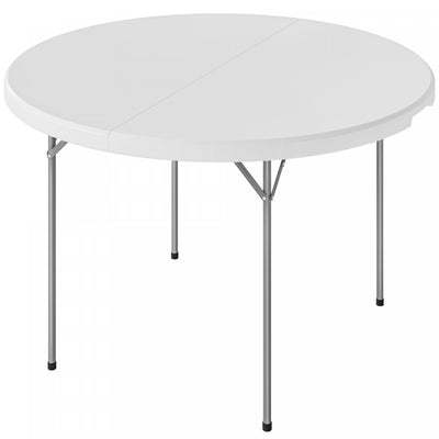 Outsunny 4ft Folding Picnic Table with Anti-Slip Foot Pads, White