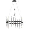 Lustre Derry de Dainolite avec fini noir mat et chromé poli et 24 ampoules
