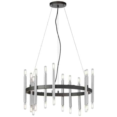 Dainolite Derry 24 Light Chandelier Matte Black/Polished Chrome Lamp|Lustre Derry de Dainolite avec fini noir mat et chromé poli et 24 ampoules