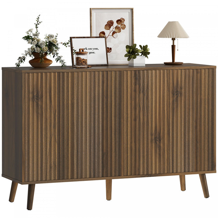 HOMCOM Buffet moderne cannele avec etageres reglables, Brun fonce