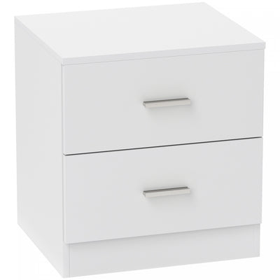 HOMCOM Bedside Table with 2 Drawers, Modern Nightstand for Bedroom, White