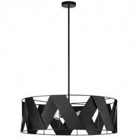 Lustre ouvert Cardano de Dainolite avec ruban noir, fini noir mat et 4 ampoules