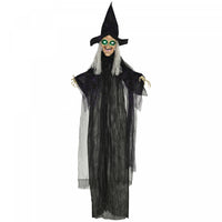 Homcom Accessoire D'halloween Sorciere Noire Avec Yeux Lumineux