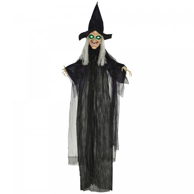 Homcom Black Witch Halloween Prop W/ Light Up Eyes For Party|Homcom Accessoire D'halloween Sorciere Noire Avec Yeux Lumineux