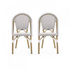 Chaises de bistrot francaises Julien en rotin synthetique et aluminium, lot de 2 - noir et blanc