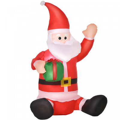 Homcom 4ft Santa Claus Inflatable Christmas Decoration|Homcom Pere Noel Gonflable Illumine Exterieur De 1,2 M Avec Boite-cadeau