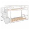 Joanna – Lit Superpose Bas En Bois Massif, Format Simple Avec Echelle De Rangement – Blanc