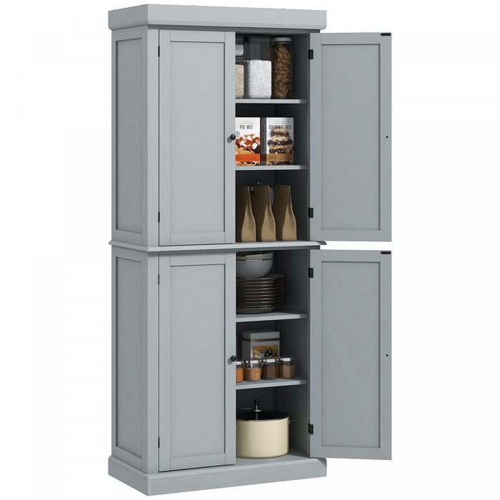 HOMCOM Garde-Manger Cuisine 4 Portes Autoportant Etageres Gris