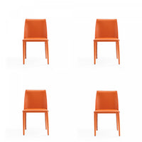 Chaise de salle a manger moderne en cuir vegetalien Paris, corail - Lot de 4