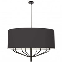 Lustre Eleanor de Dainolite avec abat-jour noir et blanc, fini noir mat et 8 ampoules