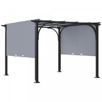 Outsunny 10' X 10' Pergola Exterieure Patio Gazebo Auvent Retractable, Gris