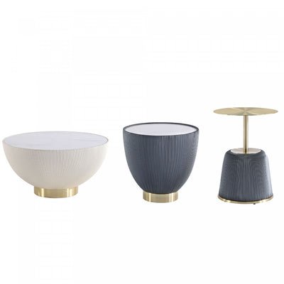 Anderson Modern 3-Piece Coffee Table & End Table Set in Cream and Gray | Ensemble de 3 tables Anderson Modern : table basse et tables d’appoint en creme et gris