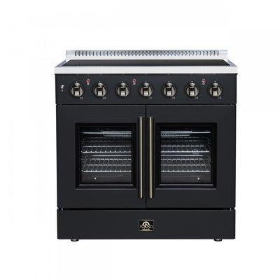 Galiano 36 Inch French Door Electric Range, 5 radiant burners, 5.36 cu.ft., Black - FFSEL6917-36BLK | Cuisiniere electrique Galiano de 36 po a portes francaises, 5 foyers, 5,36 pi³, noir – FFSEL6917-36BLK