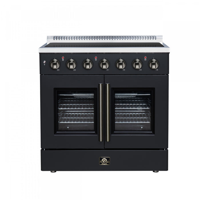 Cuisiniere electrique Galiano de 36 po a portes francaises, 5 foyers, 5,36 pi³, noir – FFSEL6917-36BLK