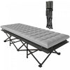 Lit de camping Outsunny avec matelas, 80 cm extra-large, gris