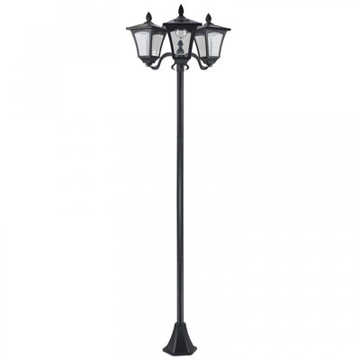 Outsunny Triple Solar Lamp Post Garden Solar-powered LED Street Vintage Light Style Outdoor Light Wa|Outsunny Triple Solar Lamp Post Garden Solaire LED Street Vintage Light Style Lumière Extérieure Éta