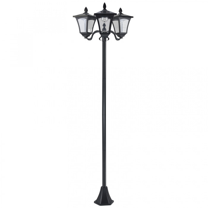 Outsunny Triple Solar Lamp Post Garden Solaire Led Street Vintage Light Style Lumière Extérieure Étanche avec Base Pour Pelouse Allée Passerelle 72 \"H