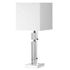 Lampe de table Fernanda de Dainolite avec abat-jour blanc, fini chromé poli et 1 ampoule