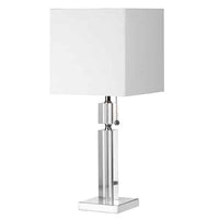 Lampe de table Fernanda de Dainolite avec abat-jour blanc, fini chromé poli et 1 ampoule
