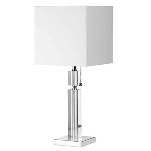 Lampe de table Fernanda de Dainolite avec abat-jour blanc, fini chromé poli et 1 ampoule