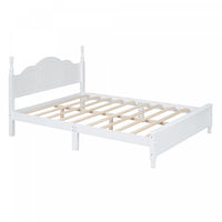 Jessie Lit plateforme style retro avec support a lattes en bois, Taille Queen, Blanc