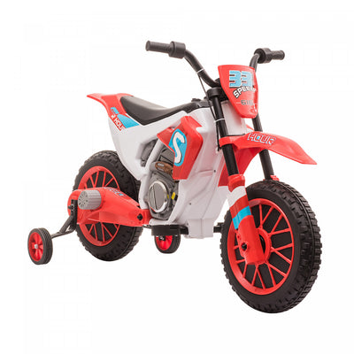 Aosom Kids Dirt Bike Battery Powered Ride-On Electric Motorcycle With Charging 12v Battery, Training|Aosom Moto Electrique Enfants A Batterie Avec Charge De Batterie 12 V, Roues D'entrainement Rouge
