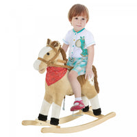 Qaba Kids Peluche Cheval A Bascule Jouet Cowboy Rocker Avec Sons Realistes Amusants Pour Enfant 3-8