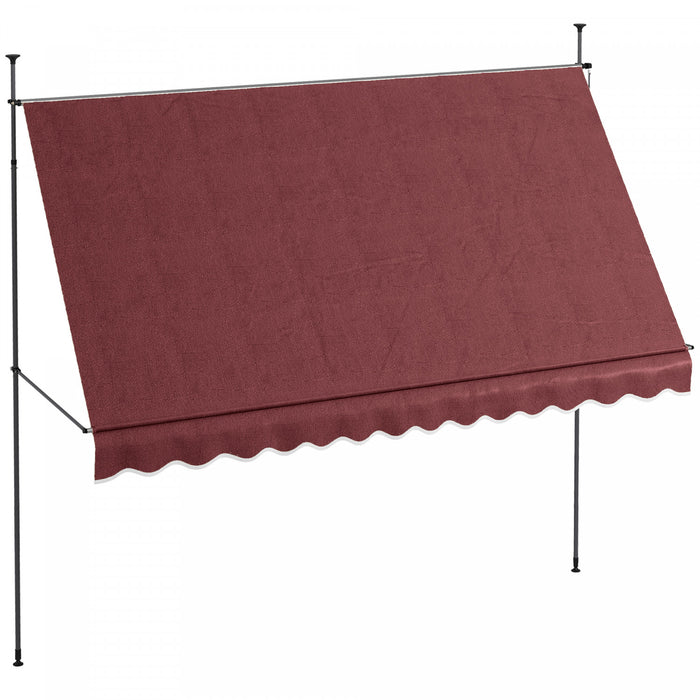 Outsunny Auvent Retractable 11,5' X 4', Autoportant Et Sans Vis, Rouge Vin