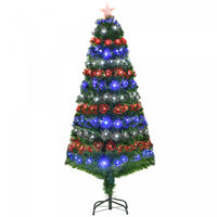 Homcom Arbre De Noel Artificiel A Fibre Optique Pre-illumine De 5 Pieds Avec 180 Lumieres Led Et Pointes De Branche
