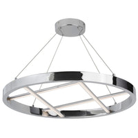 Lustre Dante de Dainolite en silicone blanc qui diffuse la lumière, avec fini chromé poli et ampoule à DEL de 40 W