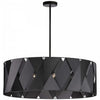 Lustre fermé Cardano de Dainolite avec ruban noir, fini noir mat et 4 ampoules