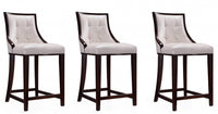 Tabouret de comptoir traditionnel en bois Fifth Avenue avec assise rembourree, blanc perle - Lot de 3