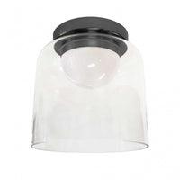 Plafonnier affleuré Nadine de Dainolite de 7 po de diamètre en verre transparent, avec fini noir mat et ampoule à DEL de 10 W