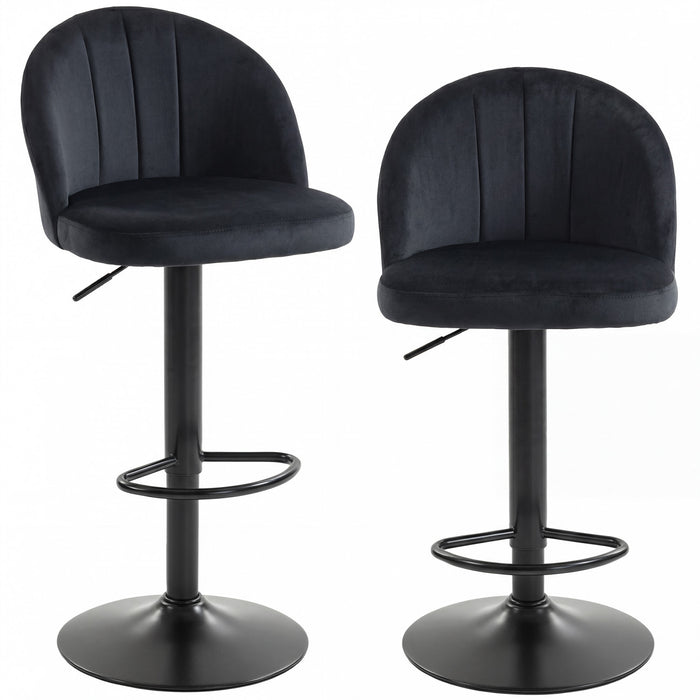 HOMCOM Lot de 2 Tabourets de Bar, Tabourets Pivotants Reglables en Hauteur, Noir