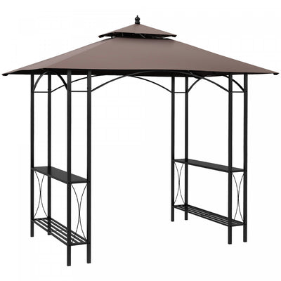 Outsunny 8' X 5' Grill Gazebo Double Tiered Tent Pavilion Grill Canopy Garden Sun Shade With 2-tires|Outsunny 8' X5' Gazebo Tente Pavillon Bbq Grill Jardin Parasol