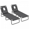 Outsunny 2pcs Chaise Longue Reglable, Chaise Longue Pliante Pour Le Jardin