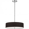 Luminaire suspendu Everly de Dainolite avec abat-jour noir, fini chromé poli et 4 ampoules