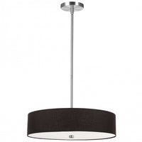 Luminaire suspendu Everly de Dainolite avec abat-jour noir, fini chromé poli et 4 ampoules
