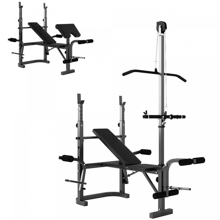 Sportnow Multi-exercise Incline Or Flat Weight Bench With Bench Press Rack
