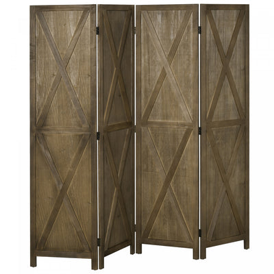 Homcom 5.6ft 4-panel Wooden Room Divider With Foldable Design|Homcom Separateur De Piece En Bois A 4 Panneaux De 5,6 Pi Pliable