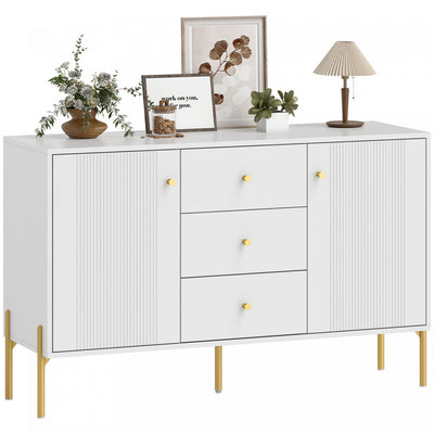 HOMCOM 47" Buffet Cabinet with 3 Drawers and 2 Doors Modern Sideboard White