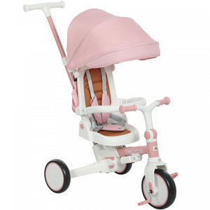 Qaba Tricycle 7 En 1 Pour Tout-petits Avec Guidon Reglable, Rose