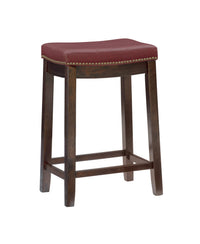 Tabouret Claridge de hauteur comptoir en similicuir et sans dossier - rouge